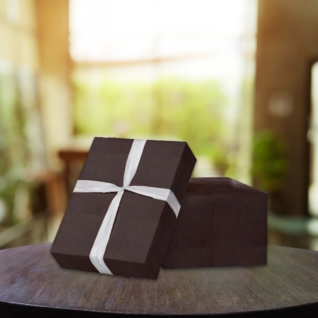 Dark Chestnut Brown Faux Leather Wrapping Paper (Creator Uploaded)