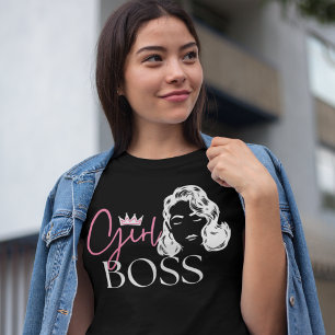 Dark Chic Girl Boss Quote Strong Woman Typography T-Shirt
