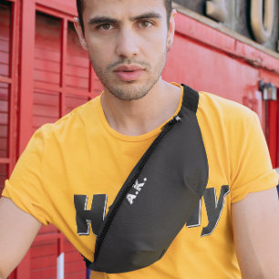 Dark Chocolate Brown Modern Monogram Fanny Pack