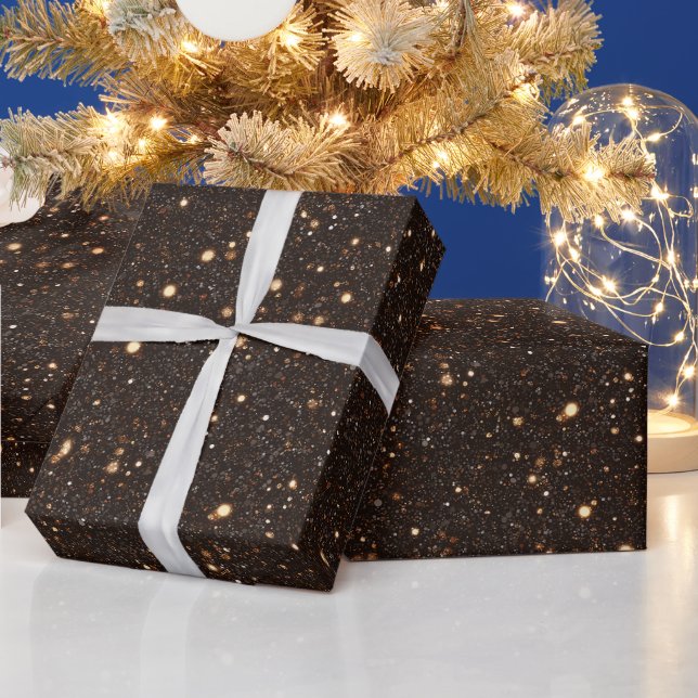 Dark Chocolate Brown Rich Glitter Pattern Wrapping Paper (Holidays)