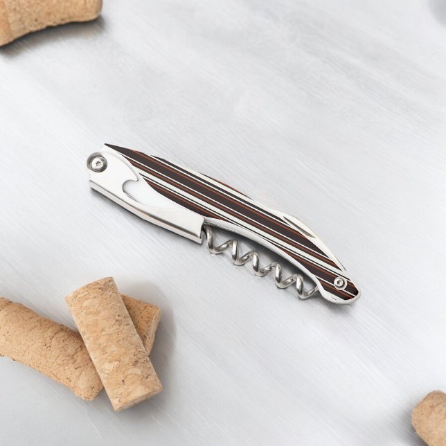 Dark Chocolate Brown Stripes Corkscrew (Corkscrew Bottle Opener)