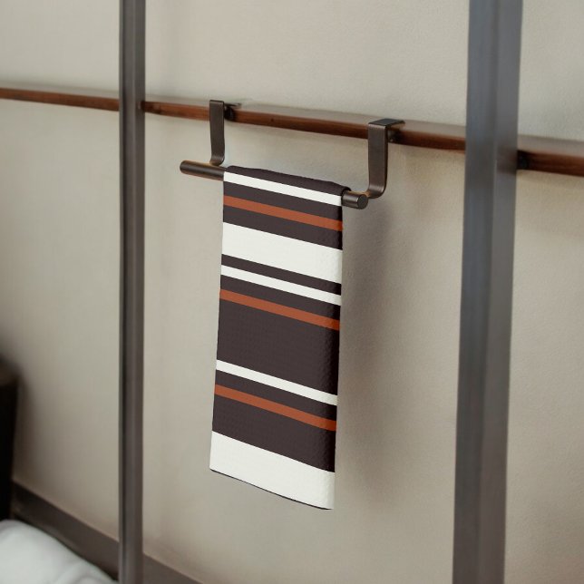 Dark Chocolate Brown Stripes Tea Towel ( Kitchen Towel)