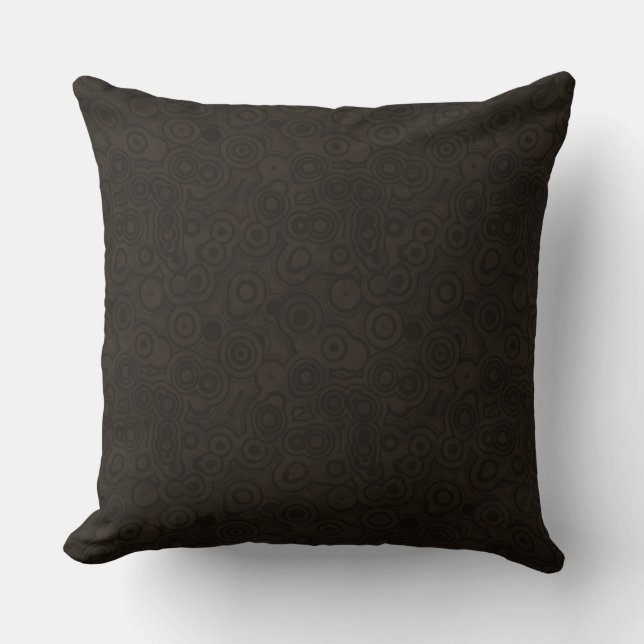 Dark Chocolate Brown Urban Circles Pattern Cushion (Front)