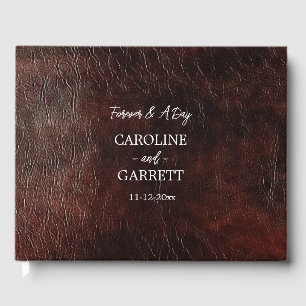 Dark Chocolate Brown Western Faux Leather Guest Book