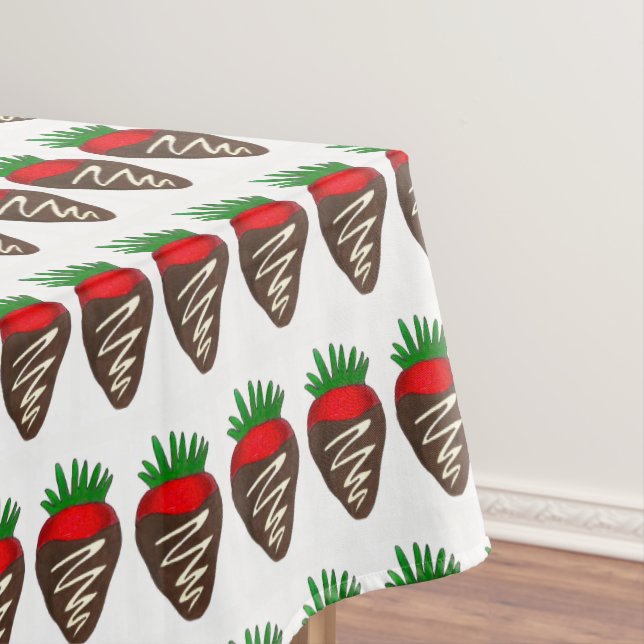 Dark Chocolate Covered Dipped Strawberry Foodie Tablecloth (In Situ)