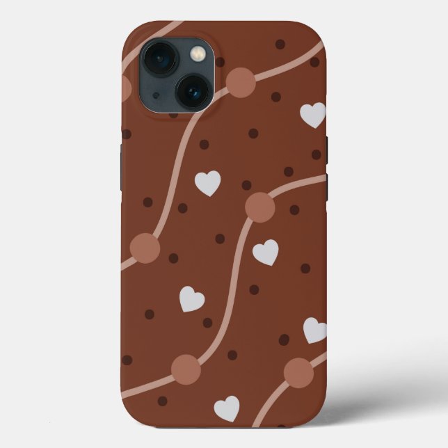 Dark Chocolate Heart Speckled Pattern Case-Mate iPhone Case (Back)
