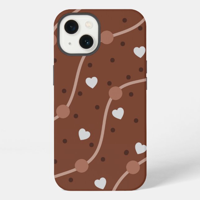 Dark Chocolate Heart Speckled Pattern iPhone Case (Back)