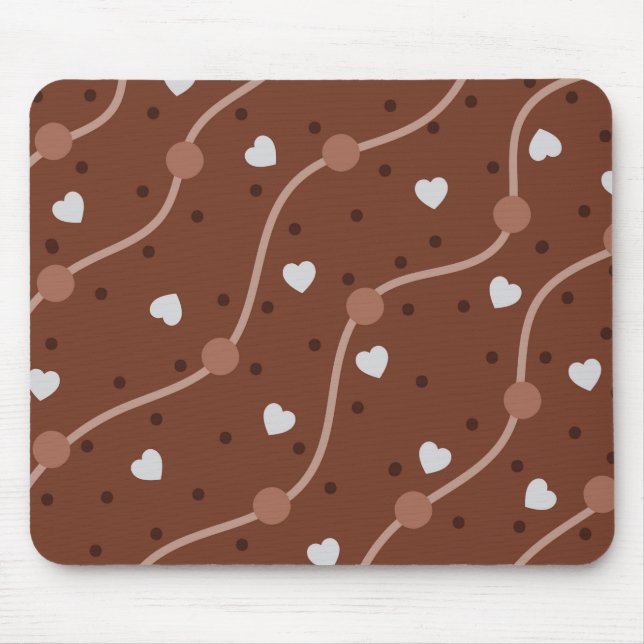 Dark Chocolate Heart Speckled Pattern Mouse Mat (Front)