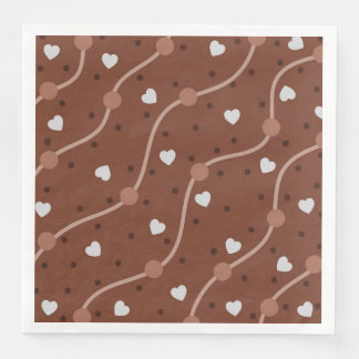 Dark Chocolate Heart Speckled Pattern Napkin