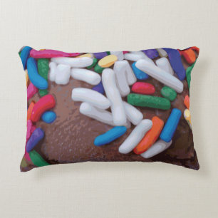 Dark Chocolate Ice Cream with Rainbow Sprinkles Decorative Cushion