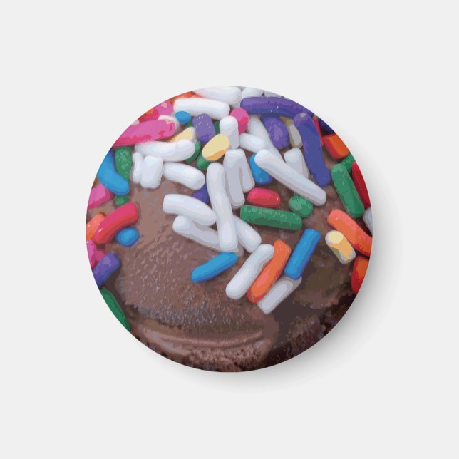 Dark Chocolate Ice Cream with Rainbow Sprinkles Magnet (Front)