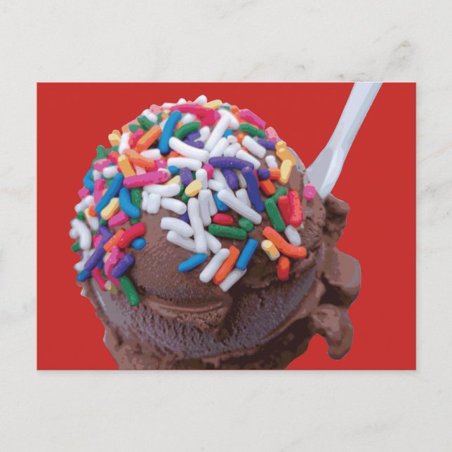 Dark Chocolate Ice Cream with Rainbow Sprinkles Postcard (Front)