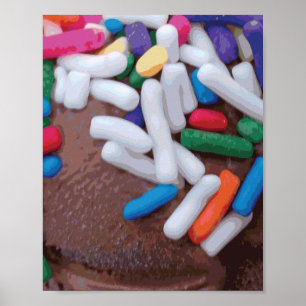 Dark Chocolate Ice Cream with Rainbow Sprinkles Poster