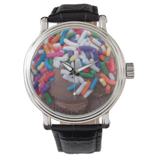 Dark Chocolate Ice Cream with Rainbow Sprinkles Watch