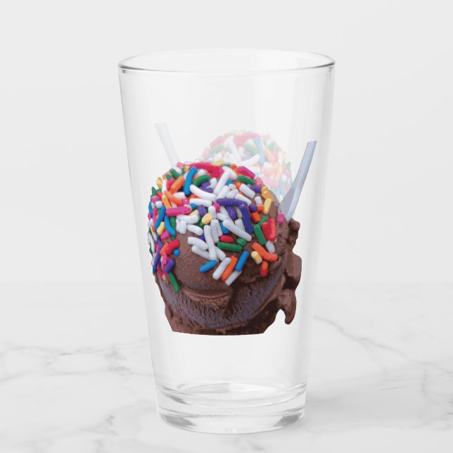 Dark Chocolate Ice Cream with Sprinkles Glass (Front)