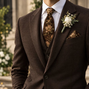 Dark Chocolate Magnolia Wedding Floral Tie