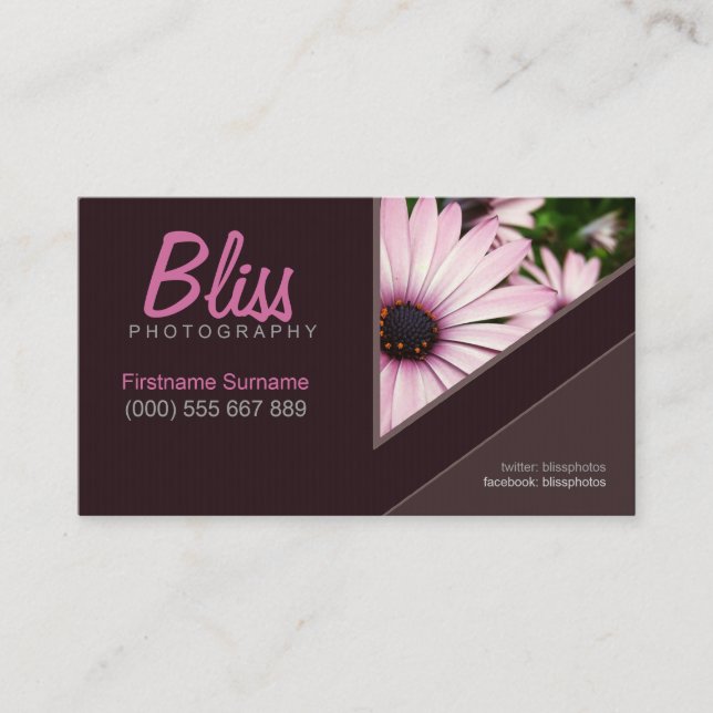 Dark Chocolate Stylish w/ Photo template Business Card (Front)