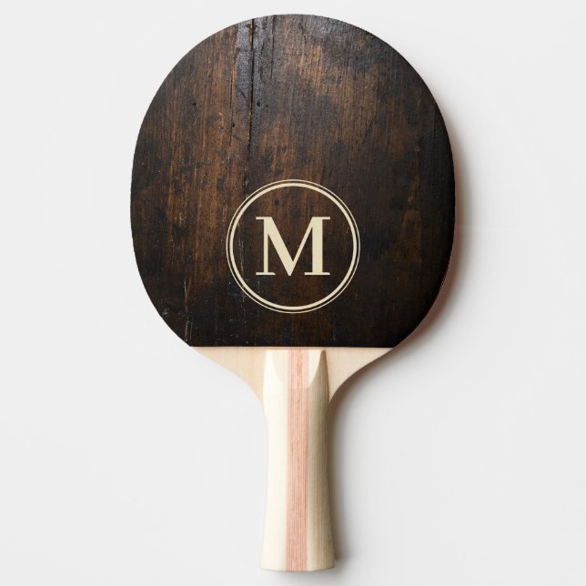 Dark Chopping Block Stone Monogram Ping Pong Paddle (Front)