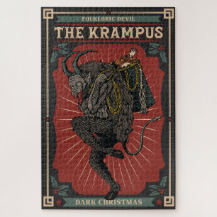 Dark Christmas Folkloric Devil Krampus Bag of Toys Jigsaw Puzzle