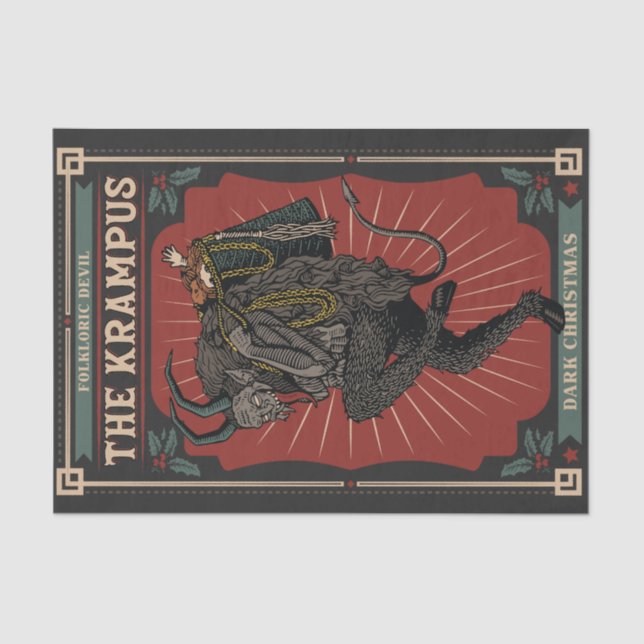 Dark Christmas Folkloric Devil Krampus Bag of Toys Tissue Paper (Front)