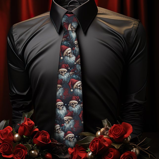 Dark Christmas Gothic Santa Skulls Men's Gothmas  Tie (Creator Uploaded)