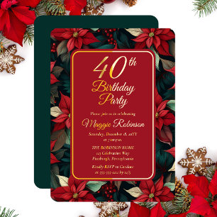 Dark Christmas Holiday Floral 40th Birthday Party