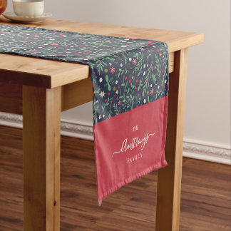 Dark Christmas Pattern Family Name Runner