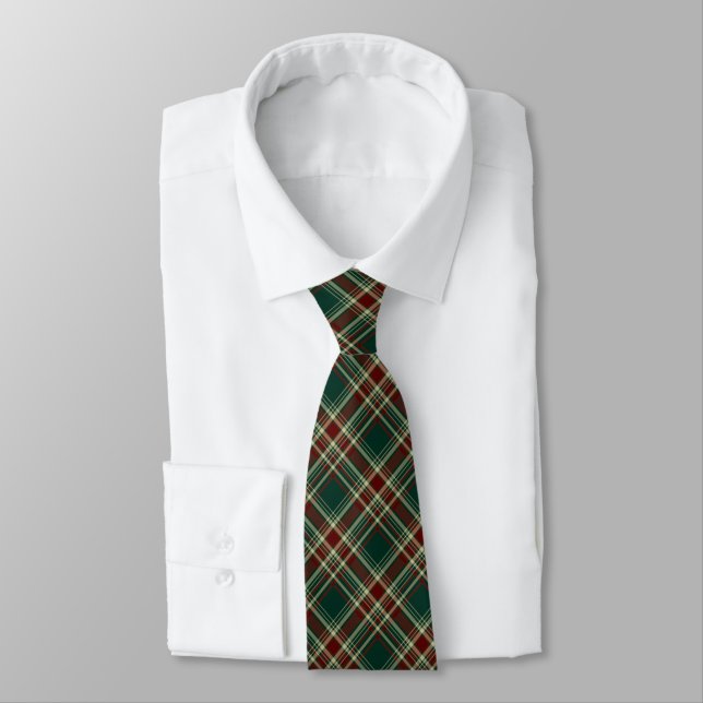 Dark Christmas Plaid Tie (Tied)