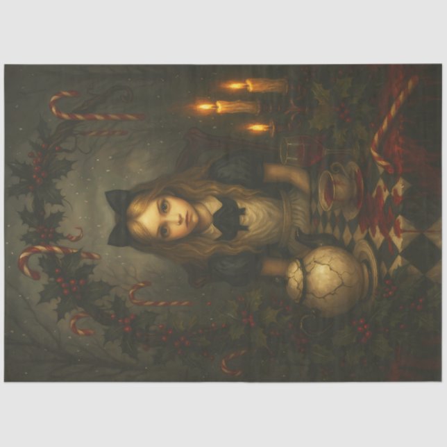 Dark Christmas Tea Party | Gothic Alice Holiday  Tissue Paper (Front)
