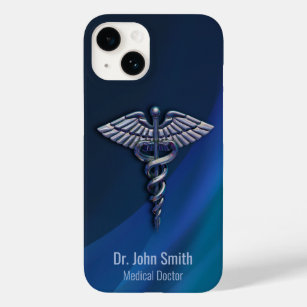 Dark Chrome Holographic 3D Medical Caduceus Case-Mate iPhone 14 Case