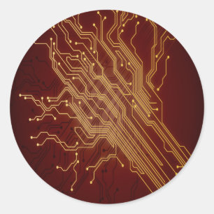 Dark Circuit Board Classic Round Sticker