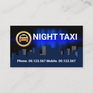 Dark City Silhouette Night Shift Taxi Service Business Card