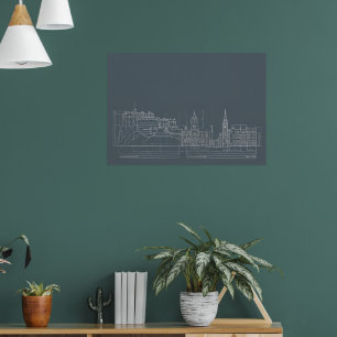 Dark City Skyline Blueprint Poster
