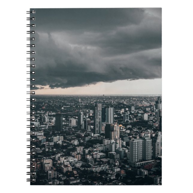DARK CLOUD ABOVE CITY BUILDINGS NOTEBOOK (Front)