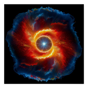 Dark Clouds And Flames Surround A Spinning Orb Poster