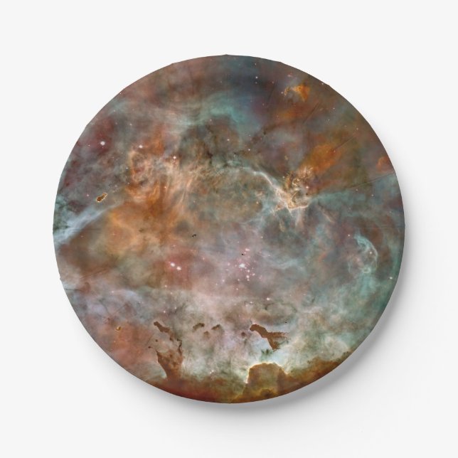Dark Clouds of Carina Nebula Hubble Space Paper Plate (Front)