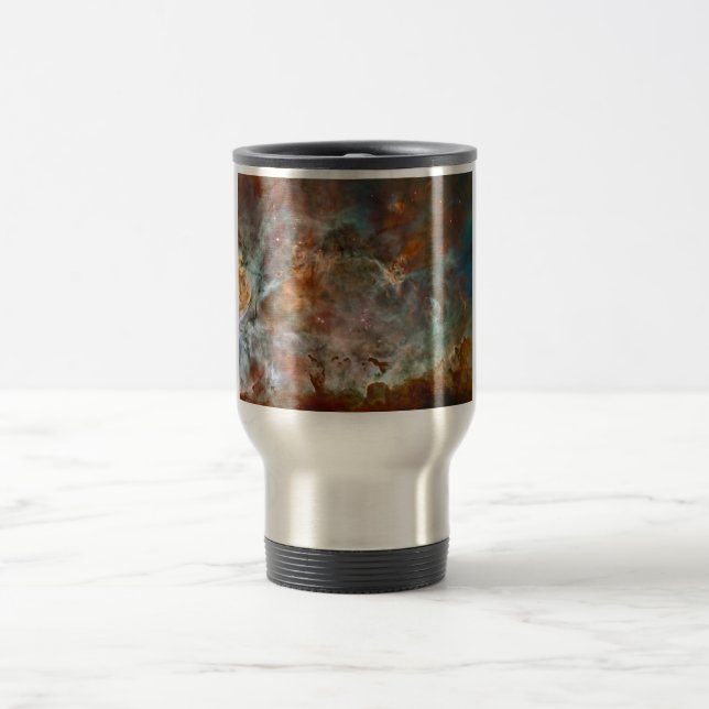 Dark Clouds of Carina Nebula Hubble Space Travel Mug (Center)