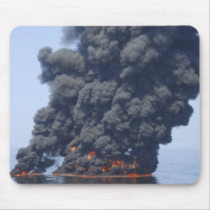 Dark clouds of smoke and fire emerge 2 mouse mat