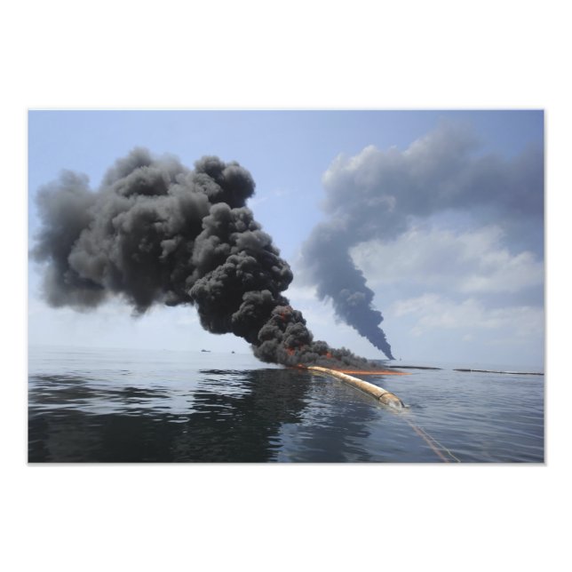 Dark clouds of smoke and fire emerge photo print (Front)