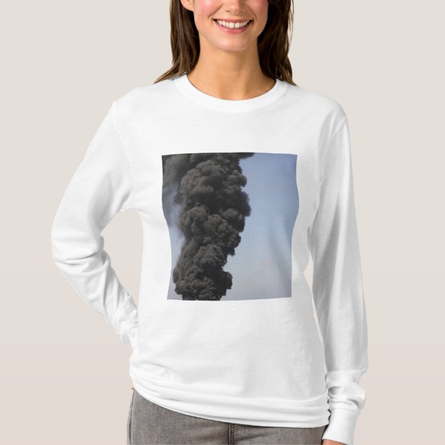 Dark clouds of smoke and fire emerge T-Shirt (Front)