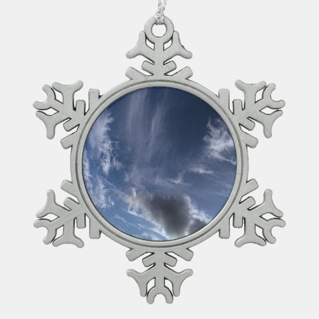 Dark clouds snowflake pewter christmas ornament (Front)