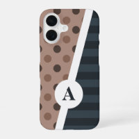 Dark Cocoa Polka Dot and Stripe Pattern