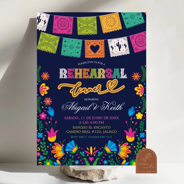Dark Colorful Talavera Mexican Reheasal Dinner Invitation (Creator Uploaded)