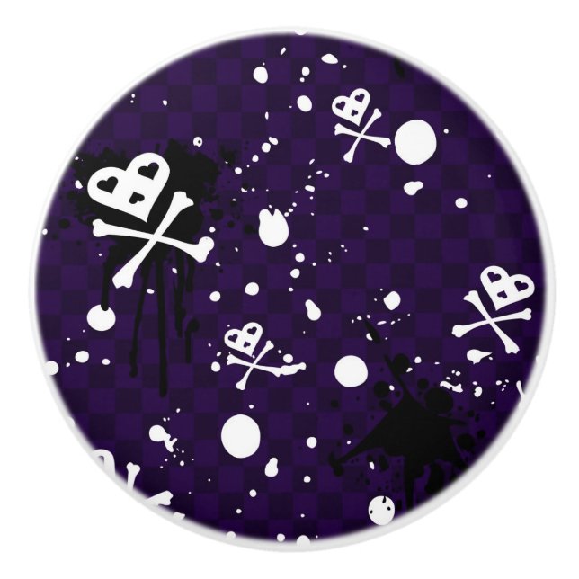 Dark Colour Emo Pattern With Paint Ceramic Knob (Front)