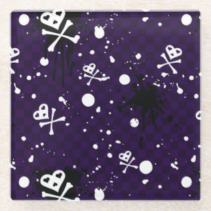 Dark Colour Emo Pattern With Paint Glass Coaster