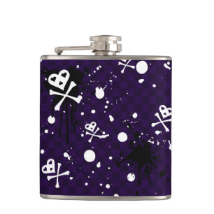 Dark Colour Emo Pattern With Paint Hip Flask