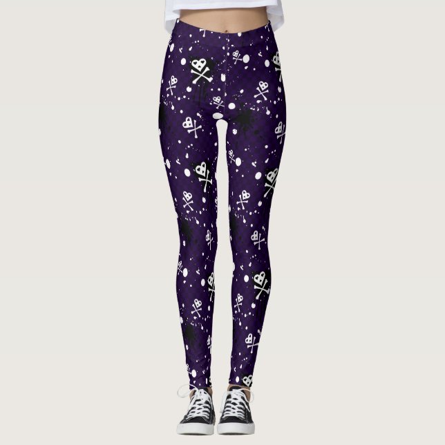 Dark Colour Emo Pattern With Paint Leggings (Front)