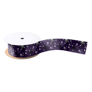 Dark Colour Emo Pattern With Paint Satin Ribbon