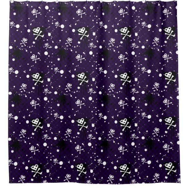 Dark Colour Emo Pattern With Paint Shower Curtain (Front)