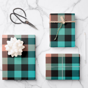 Dark Colour Gingham Check Plaid Wrapping Paper Sheet